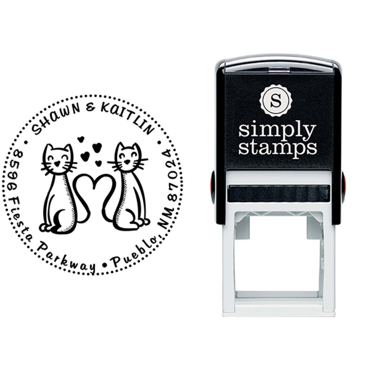 Heart Tail Cats Address Stamp Body and Design