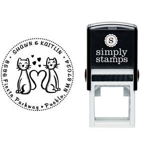 Heart Tail Cats Address Stamp Body and Design