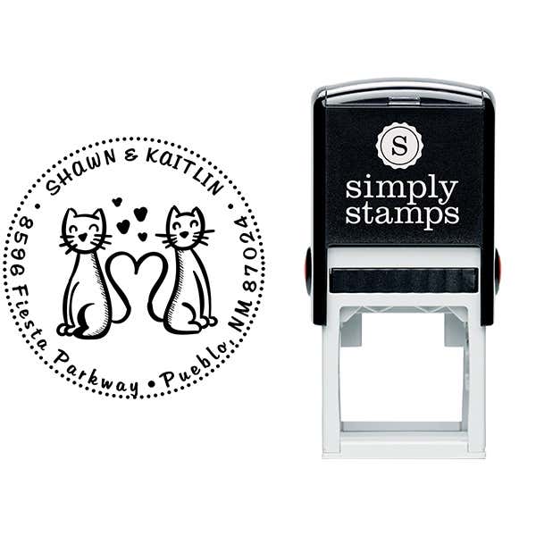 Heart Tail Cats Address Stamp Body and Design