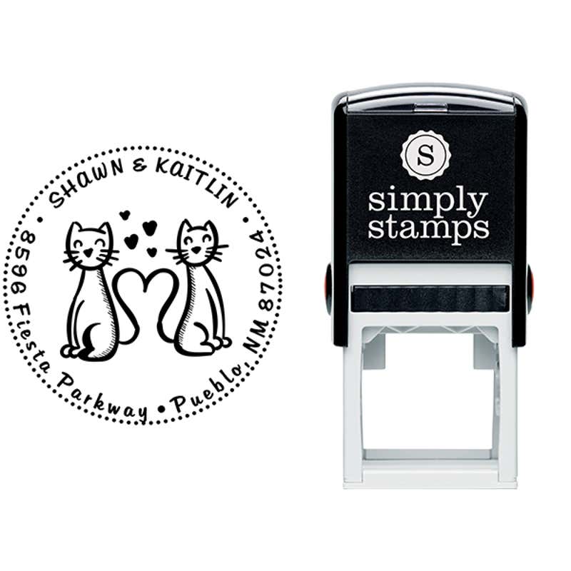 Heart Tail Cats Address Stamp Body and Design