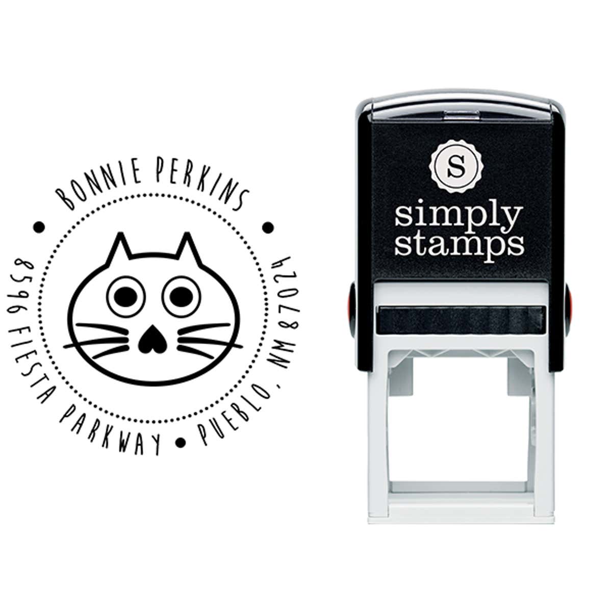 Big Eyed Cat Address Stamp Body and Design