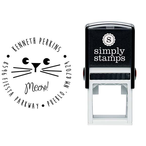 Meow Boy Cat Address Stamp Body and Design
