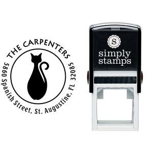 Bottle Shape Cat Round Address Stamp Body and Design
