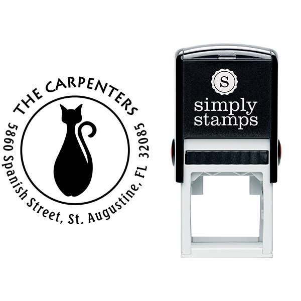 Bottle Shape Cat Round Address Stamp Body and Design