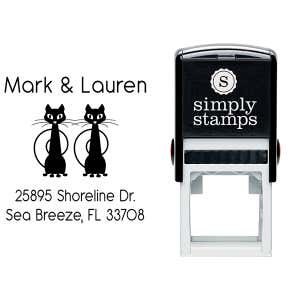 Mischevious Duo Cats Address Stamp Body and Design