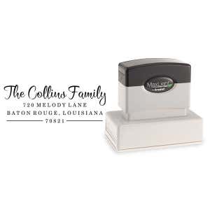 Collins Script Pre-Inked Address Stamp