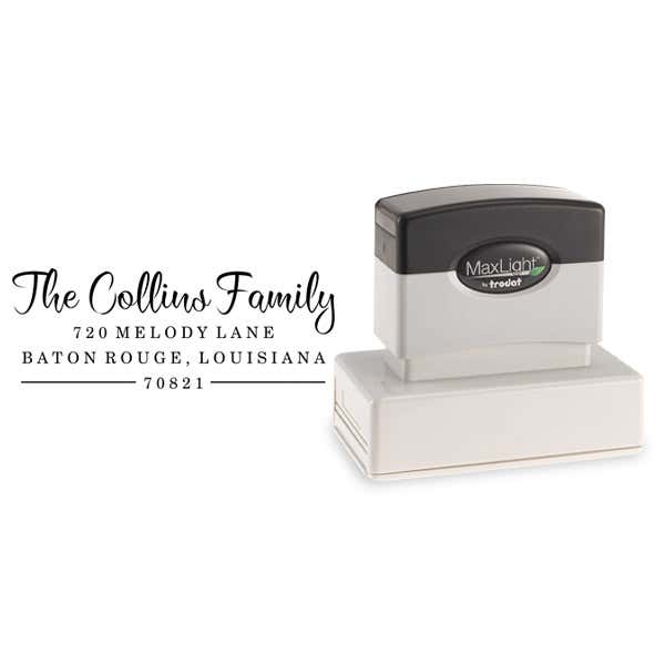 Collins Script Pre-Inked Address Stamp