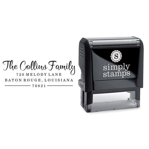 Collins Self Inking Script Address Stamp