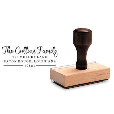 Collins Script Wood Handle Address Stamp