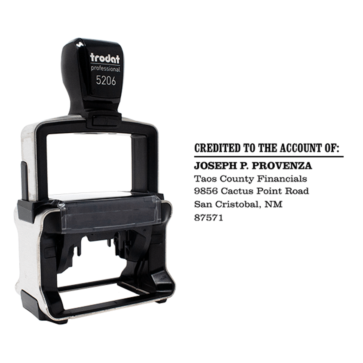 Custom Credited to the Account of Financial Stamp with Product