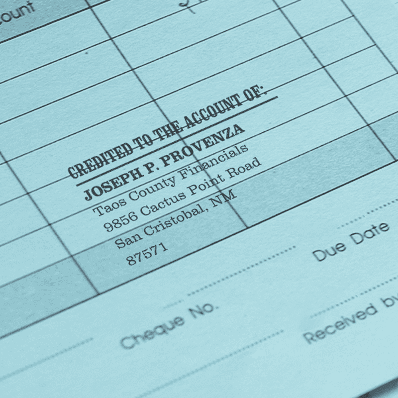 Custom Credited to the Account of Financial Stamp in Use