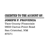 Custom Credited to the Account of Financial Stamp