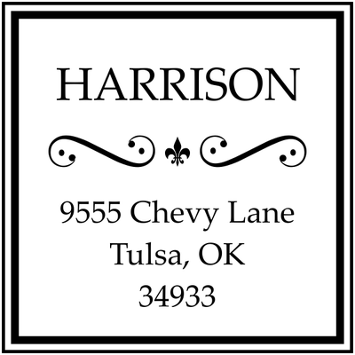 Square address rubber stamp
