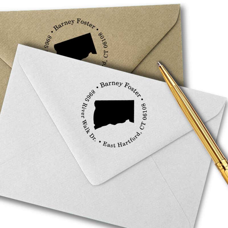 Connecticut Round Address Stamp Imprint Example