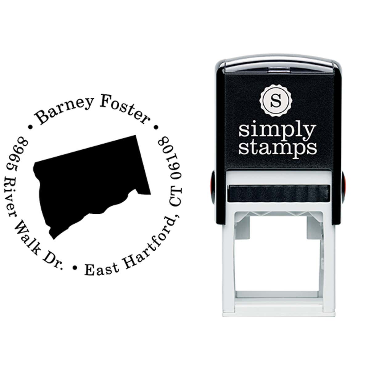 Connecticut Round Address Stamp Body and Design
