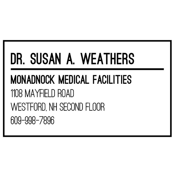 Custom Condensed Sans Serif 5 Line Profession Stamp