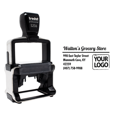 Bolded Script Address Stamp with Custom Logo - alternate view