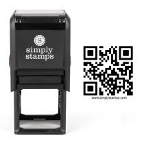 Square QR Code Stamp with black ink sample impression