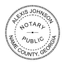 Georgia notary public stamp with circular layout and personalized name. 