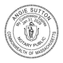 Massachusetts Notary Round Seal in black ink - available as stamp or embosser