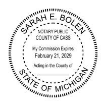 Michigan Notary Round Seal impression in black ink- Choose Stamp or Embosser