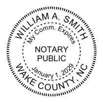 North Carolina Round Notary Seal available as a stamp or an embosser