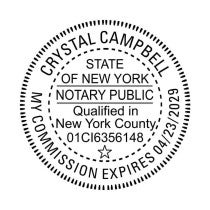 New York Notary Round with County and Expiration Imprint - Available as a stamp or embosser