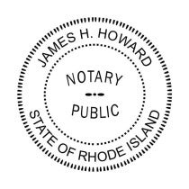 Rhode Island Round Notary Seal impression in black ink