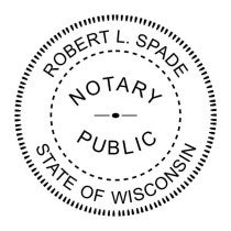 Wisconsin notary public stamp with circular layout and personalized name.