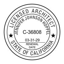 The State of California Architect Seal impression next to the Shiny R-542 self-inking stamp body