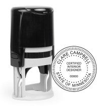 The State of Minnesota Interior Designer Seal and a self-inking stamp