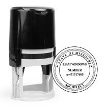 The State of Missouri Architect Seal impression and the self-inking stamp
