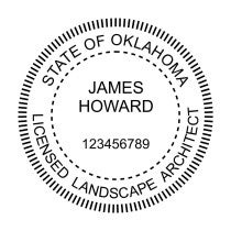 A close-up of the State of Oklahoma Landscape Architect Seal