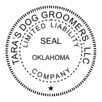 A close-up on the Oklahoma Business LLC Stamp Seal