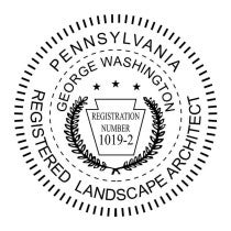 A close-up of the State of Pennsylvania Landscape Architect Seal