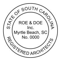 A close-up on the State of South Carolina Architectural Firm Seal