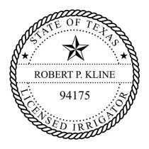 State of Texas Irrigator Seal black ink impression example