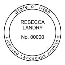 A close-up of the State of Utah Landscape Architect Seal