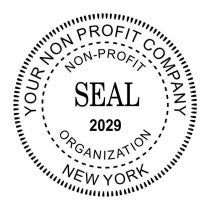 Non-Profit Organization with Date Seal Stamp impression in black ink