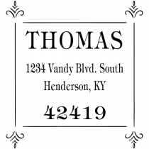 Thomas Four Square Deco Address Stamp