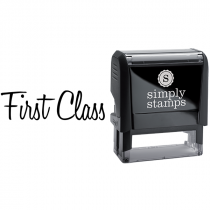 First Class in Script Lettering Business Stamp