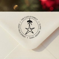 holiday star ornament rubber address stamp