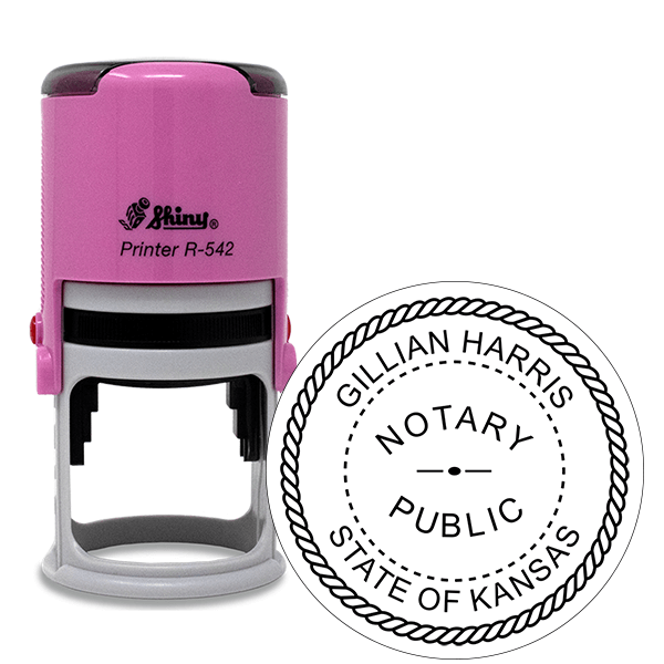 Round Pink Kansas Notary Stamp Simply Stamps