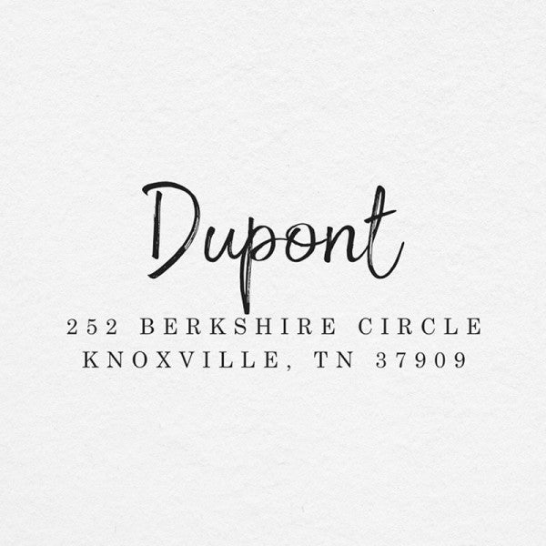 Custom Wood Handle Address Stamp, 3 Line Personalized Return Address, Dupont Rectangle Script