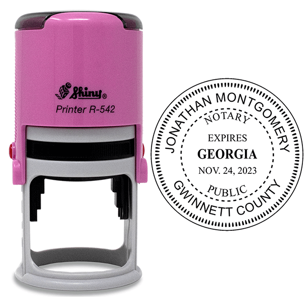 Round Pink Notary with Expiration Date Stamp Simply Stamps