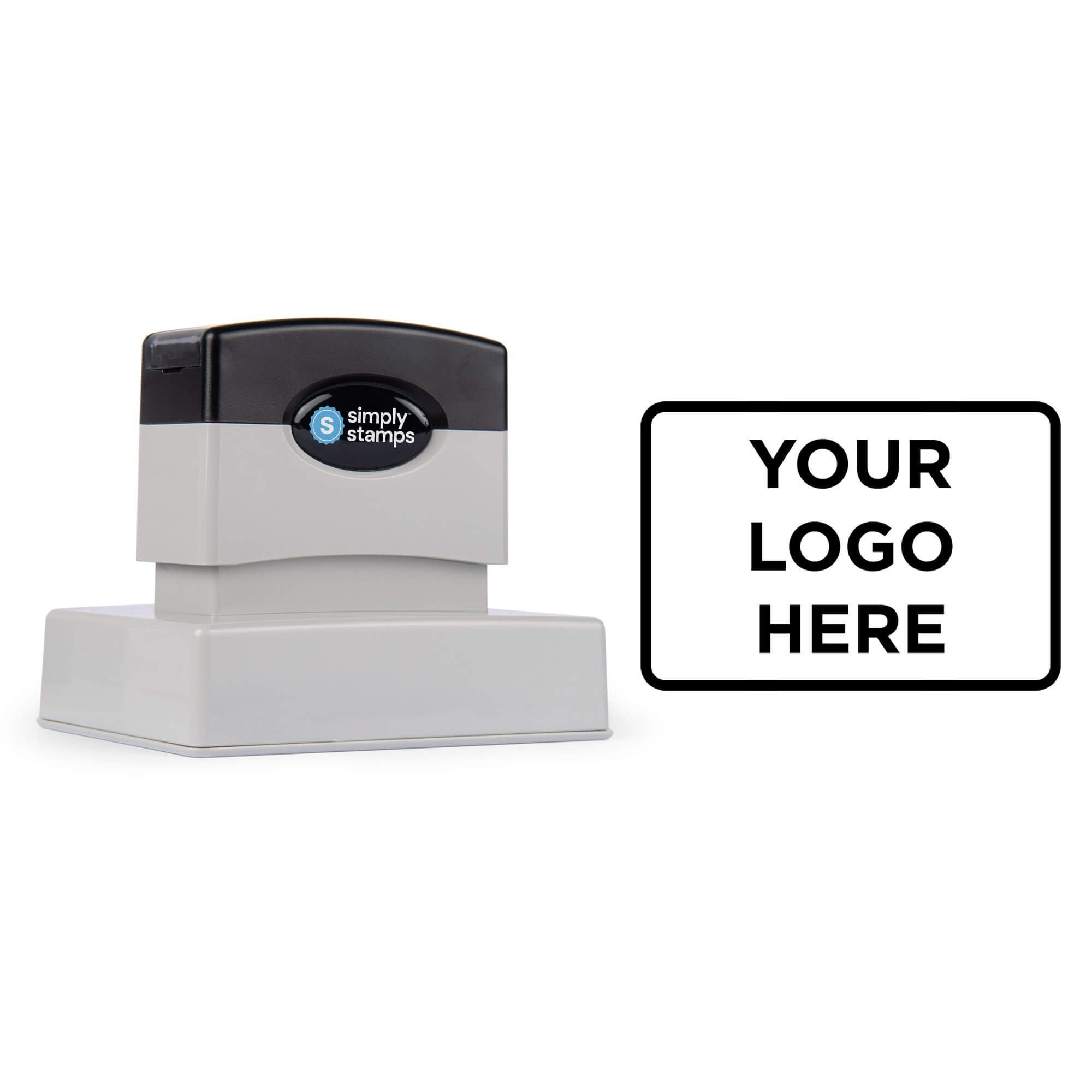 Medium 2-3/8" x  3-1/4" Custom Pre-Inked Logo Stamp