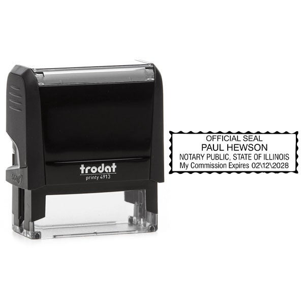 Illinois Notary Rectangular with Serrated Border Seal