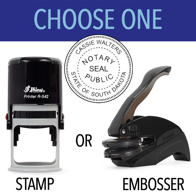 South Dakota Round Notary Seal - Choose Stamp or Embosser