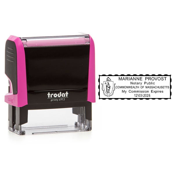 Massachusetts Pink Rectangle Notary Stamp