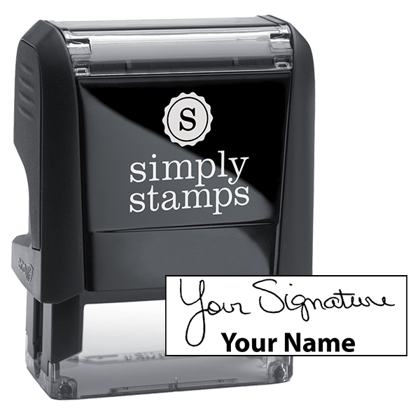 Small Signature Stamp with Name at Bottom, 1/2" x 1 1/2" Impression Size